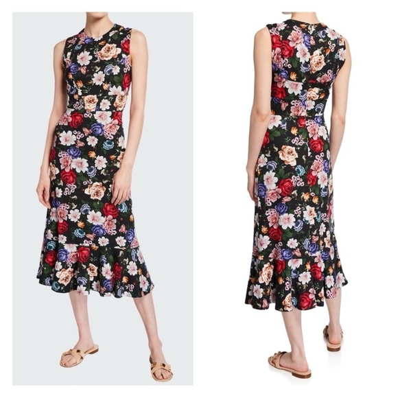 ERDEM size 12 Black Floral Maxi Dress
